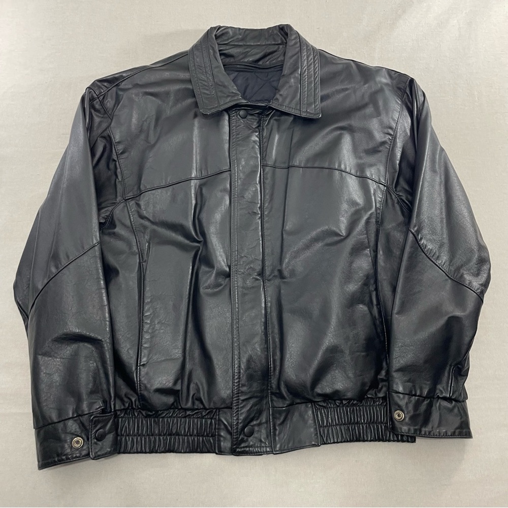 Vintage Sears Leather Jacket Men 40 M Black Cafe Racer Motorcycle Biker 80s 90s